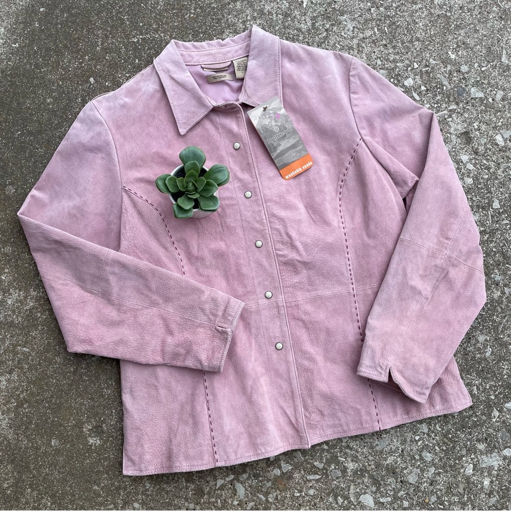 Ruff Hewn | Genuine Suede Leather Western Blush Pink Pearl Snap Jacket NWT
